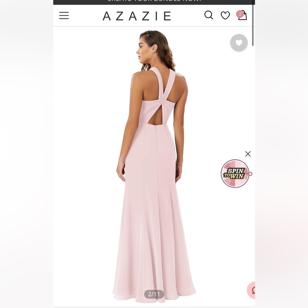 Azazie Rue Bridesmaid Dress in Blushing Pink Size 8
